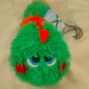 2014 Baby Stuffies Stomper Plush Stuffed 12" Green Zipper Mouth Pocket Dinosaur